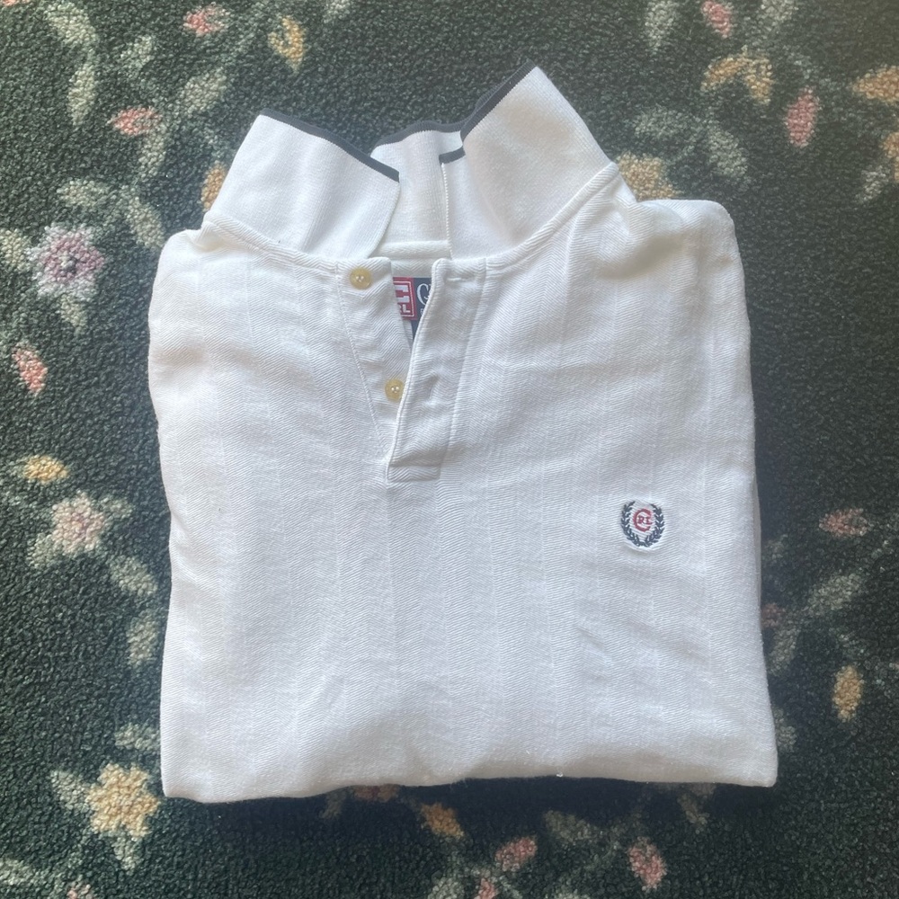 Vintage Chaps by Ralph Lauren Olive White Cotton Polo